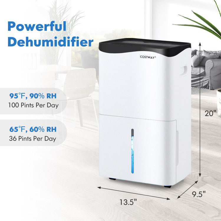 Hikidspace 100-Pint Crawl Space Dehumidifier with Smart App and 4 Working Modes for Home and Basements 5500 Sq. Ft