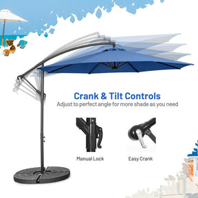 Hikidspace 10 Feet Offset Umbrella with Cross Base for Pool, Outdoor Camping, Patio