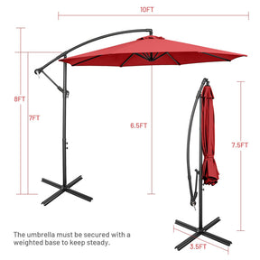 Hikidspace 10 Feet Offset Umbrella with Cross Base for Pool, Outdoor Camping, Patio