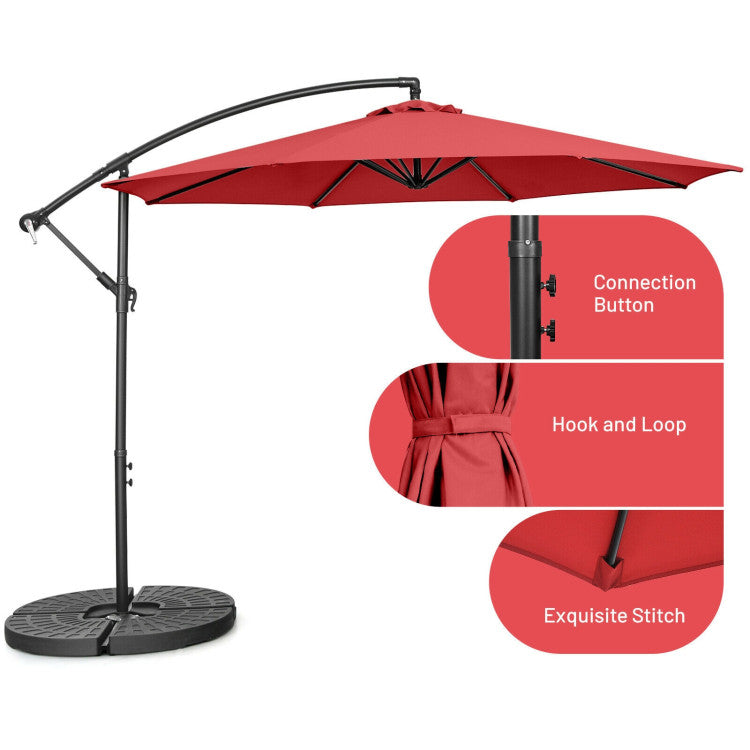 Hikidspace 10 Feet Offset Umbrella with Cross Base for Pool, Outdoor Camping, Patio