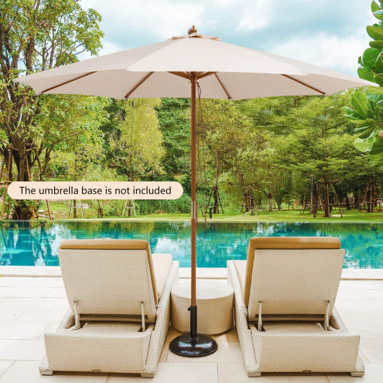 10 Feet Outdoor Patio Umbrella with 8 Wooden Ribs and 3 Adjustable Heights