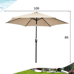 10 Feet Outdoor Patio Umbrella with Tilt Adjustment and Crank