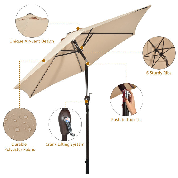 10 Feet Outdoor Patio Umbrella with Tilt Adjustment and Crank