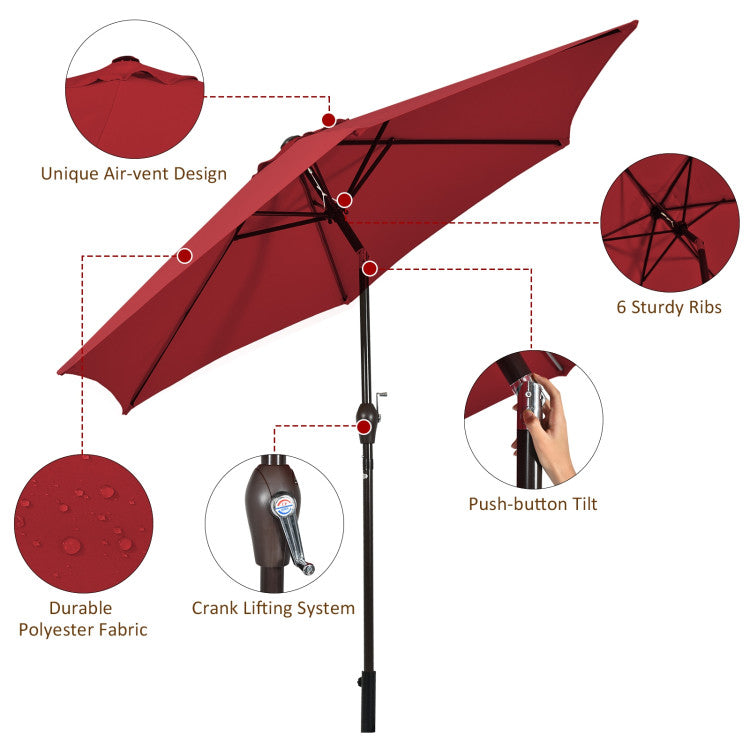 10 Feet Outdoor Patio Umbrella with Tilt Adjustment and Crank