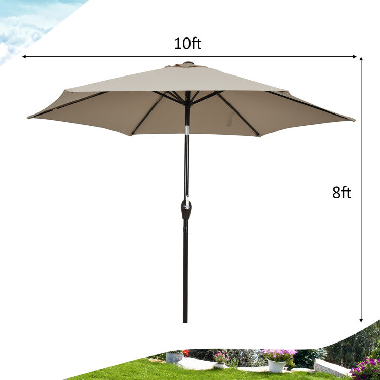 10 Feet Outdoor Patio Umbrella with Tilt Adjustment and Crank