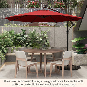 10 Feet Patio Umbrella with 112 Solar-Powered LED Lights and Cross Base