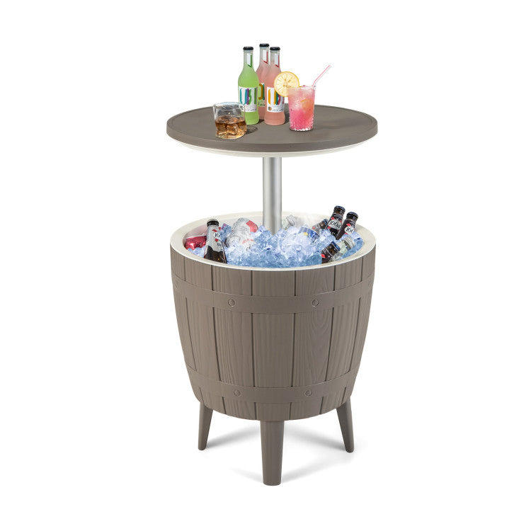 10 Gallon Cooler Bar Table Outdoor Beer Wine Coffee Table Ice Bucket with Telescopic Tabletop
