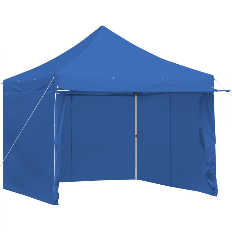 10 x 10 Feet Pop-up Canopy Gazebo with 5 Removable Zippered Sidewalls for Commercial