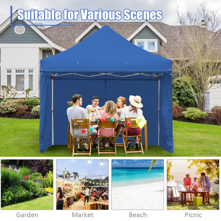 10 x 10 Feet Pop-up Canopy Gazebo with 5 Removable Zippered Sidewalls for Commercial