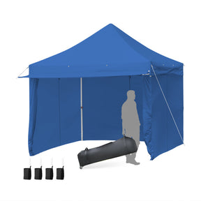 10 x 10 Feet Pop-up Canopy Gazebo with 5 Removable Zippered Sidewalls for Commercial