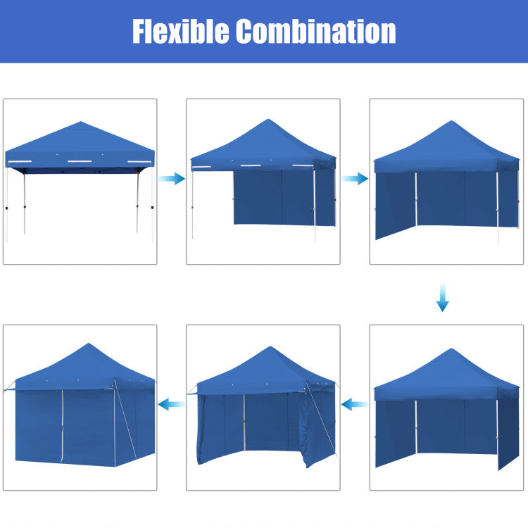 10 x 10 Feet Pop-up Canopy Gazebo with 5 Removable Zippered Sidewalls for Commercial