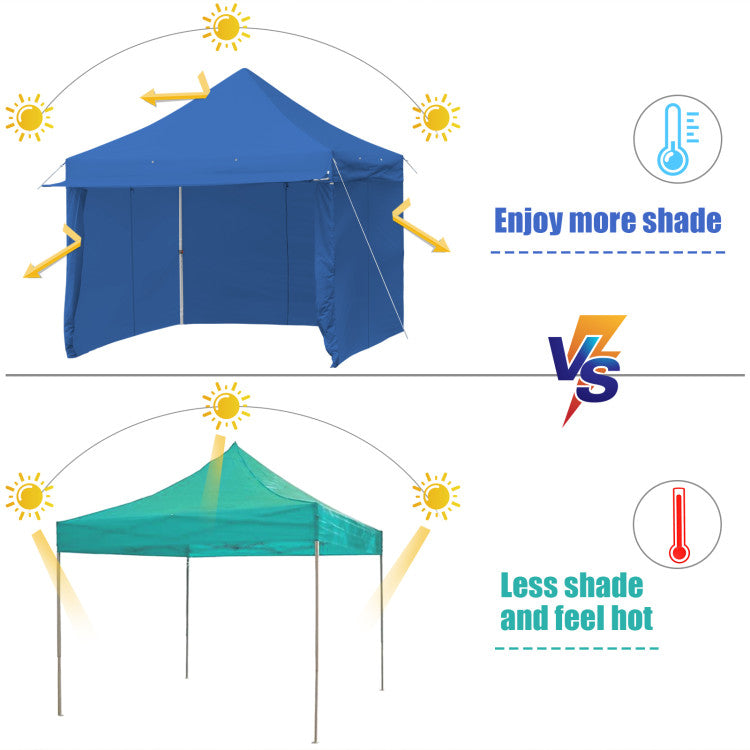 10 x 10 Feet Pop-up Canopy Gazebo with 5 Removable Zippered Sidewalls for Commercial