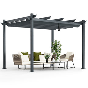 10 x 12 Ft Outdoor Aluminum Retractable Gazebo Pergola Canopy Shelter Grape Trellis