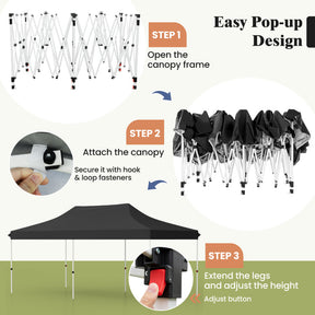 10 x 20 FT Pop-up Canopy Tent with Carrying Bag and Adjustable Heights