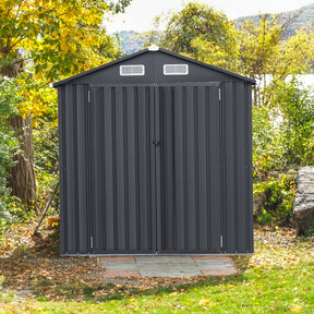 10 x 7.7 Feet Outdoor Galvanized Steel Storage Shed with Lockable Door without Floor Base