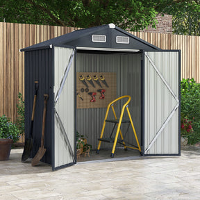 10 x 7.7 Feet Outdoor Galvanized Steel Storage Shed with Lockable Door without Floor Base