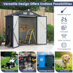 10 x 7.7 Feet Outdoor Galvanized Steel Storage Shed with Lockable Door without Floor Base