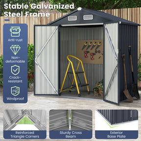 10 x 7.7 Feet Outdoor Galvanized Steel Storage Shed with Lockable Door without Floor Base