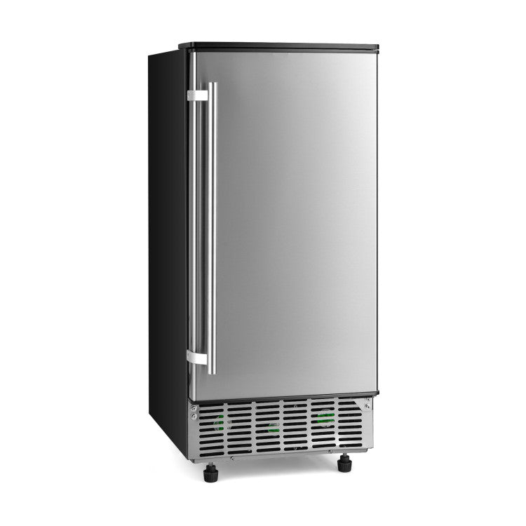 115V Free-Standing Undercounter Built-In Ice Maker with Self-Cleaning Function and Adjustable Ice Thickness