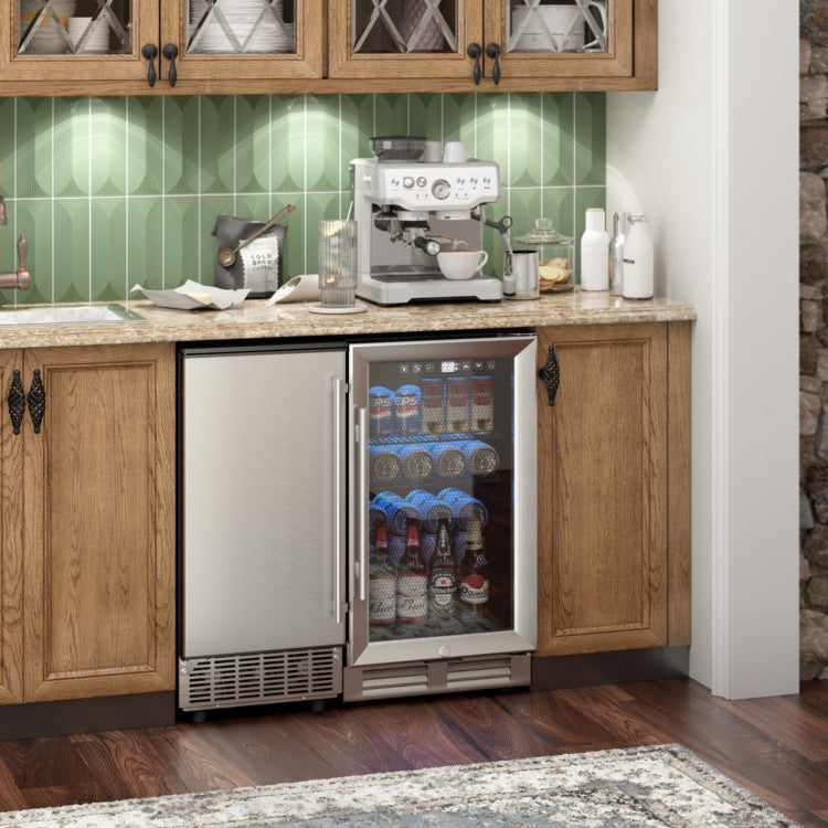 115V Free-Standing Undercounter Built-In Ice Maker with Self-Cleaning Function and Adjustable Ice Thickness