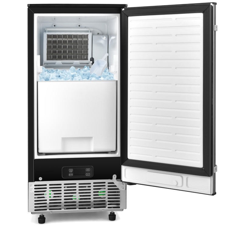 115V Free-Standing Undercounter Built-In Ice Maker with Self-Cleaning Function and Adjustable Ice Thickness