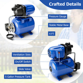 1200W Garden Water Pump Shallow Well Pressurized Irrigation for Farms and Agriculture