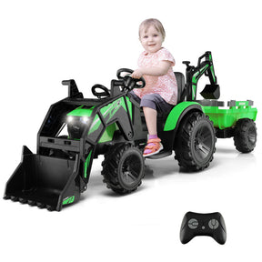 12V 3 in 1 Kids Ride On Excavator with Shovel Bucket and Remote Control