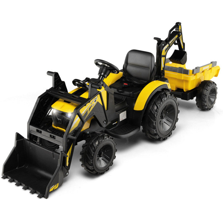 12V 3 in 1 Kids Ride On Excavator with Shovel Bucket and Remote Control