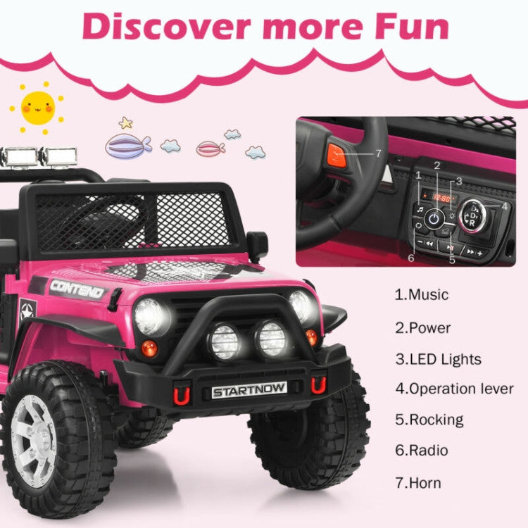 Hikidspace 12V Kids Remote Control Electric  Ride On Truck Car with Lights and Music