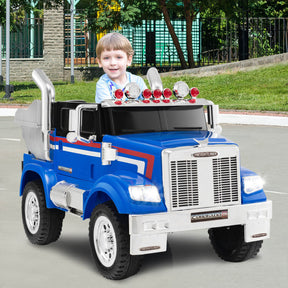 12V Licensed Freightliner Kids Ride On Truck Car with Dump Box and Remote Control