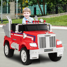 12V Licensed Freightliner Kids Ride On Truck Car with Dump Box and Remote Control