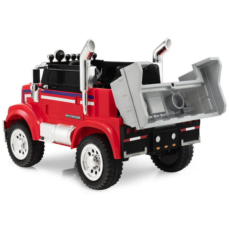 12V Licensed Freightliner Kids Ride On Truck Car with Dump Box and Remote Control