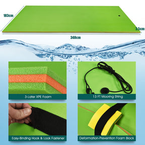 12 x 6 Feet 3 Layer Floating Water Pad Foam Mat for Water Activities