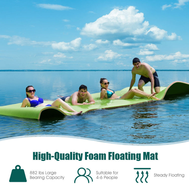 12 x 6 Feet 3 Layer Floating Water Pad Foam Mat for Water Activities