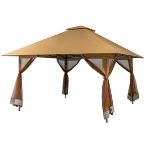 13 x 13 Feet Pop-up Instant Gazebo Canopy Tent with Mesh Sidewall and Adjustable Height for Picnic and BBQ