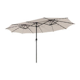 15 Feet Double-Sided Outdoor Patio Umbrella with 48 Solar LED Lights