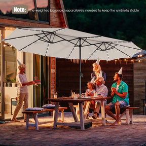 15 Feet Double-Sided Outdoor Patio Umbrella with 48 Solar LED Lights