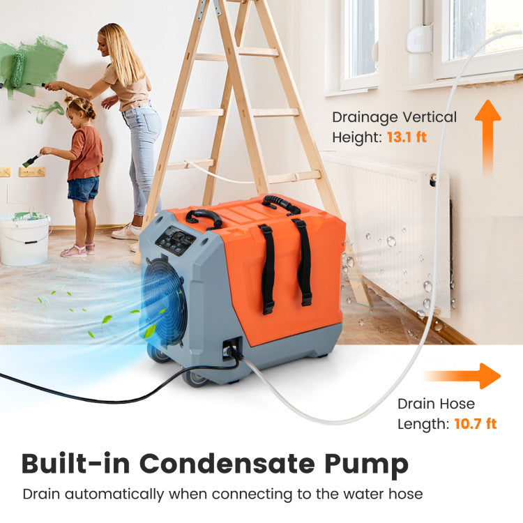 180 Pints/Day 210 CFM Commercial Dehumidifier with Crawl Space Pump and Drain Hose Orange New for Warehouse Basement Garage