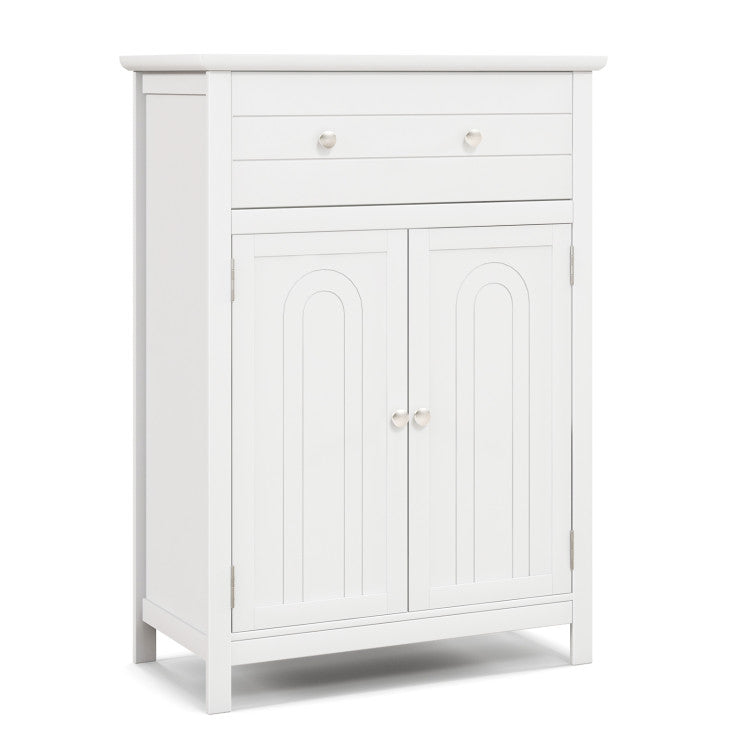 2-Door Freestanding Bathroom Cabinet with Drawer and Adjustable Shelf for Living Room, Entryway, Kitchen