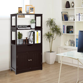 2-Door Storage Cabinet with Drawers and Open Shelves for Home Kitchen and Bathroom