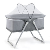 2-in-1 Folding Baby Bassinet with Mattress and Adjustable Height