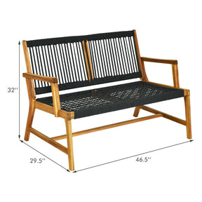 2-Person Acacia Wood Yard Bench for Balcony and Patio