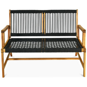 2-Person Acacia Wood Yard Bench for Balcony and Patio