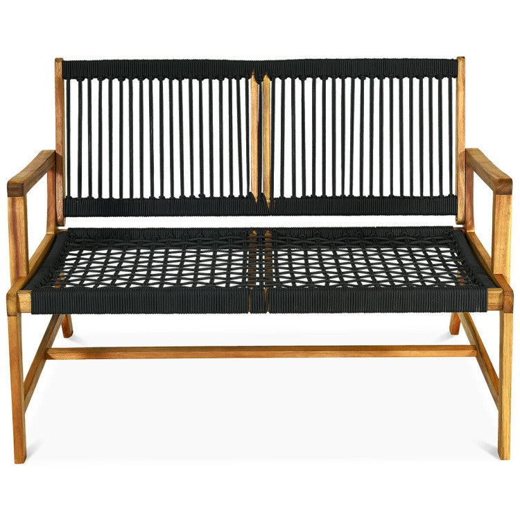 2-Person Acacia Wood Yard Bench for Balcony and Patio