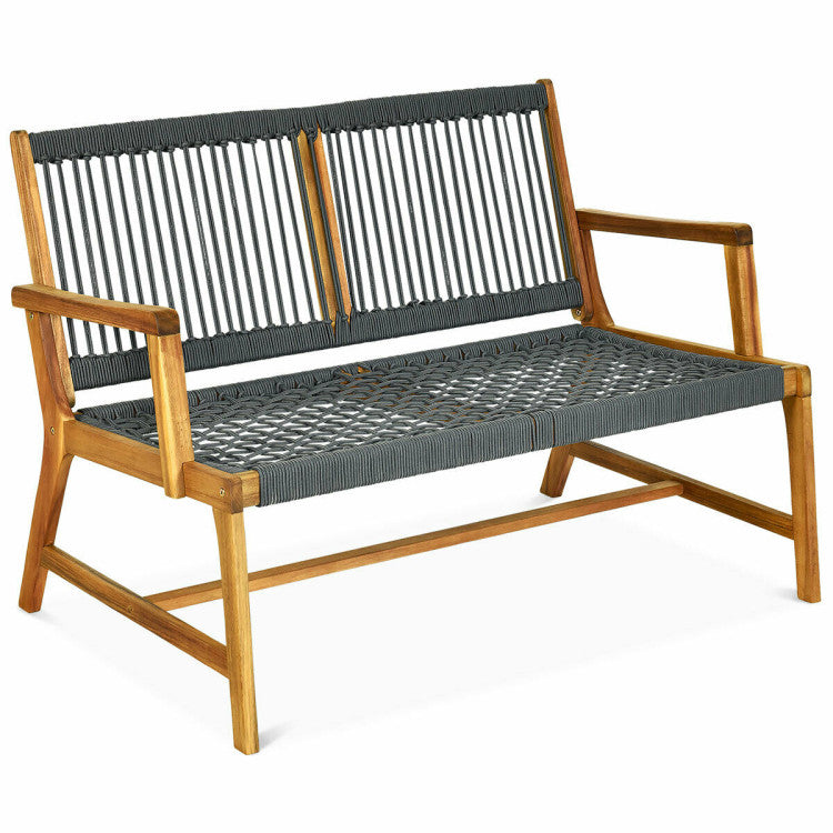 2-Person Acacia Wood Yard Bench for Balcony and Patio