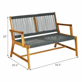 2-Person Acacia Wood Yard Bench for Balcony and Patio