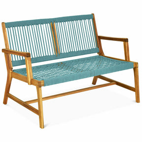 2-Person Acacia Wood Yard Bench for Balcony and Patio