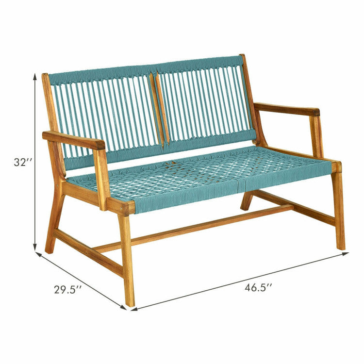 2-Person Acacia Wood Yard Bench for Balcony and Patio