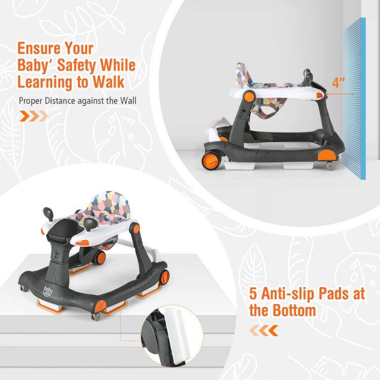 2-in-1 Foldable  Baby Activity Walker with Adjustable Height and Speed