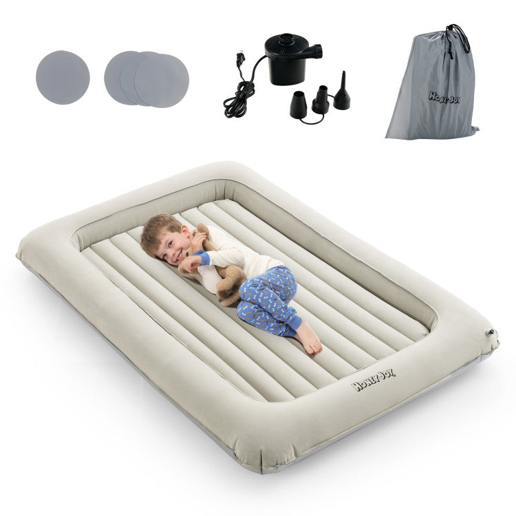 2-in-1 Inflatable Toddler Travel Bed Air Baby Mattress Set with Electric Pump